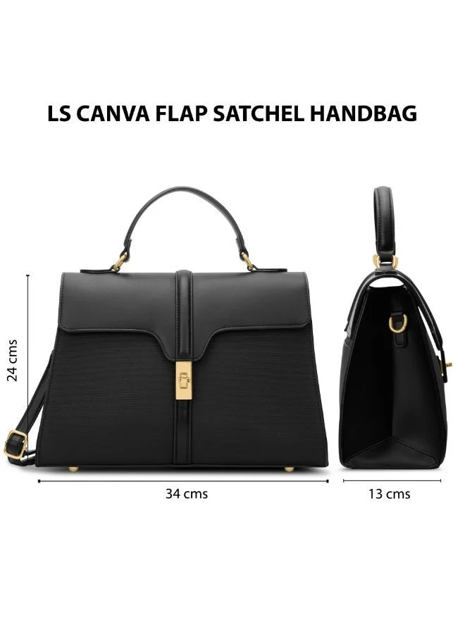 Lavie  Signature Canva Flap Satchel (Black)  | Best Price UAE